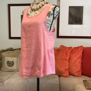 Calvin Klein Performance linen & cotton knit top Flamingo pink.